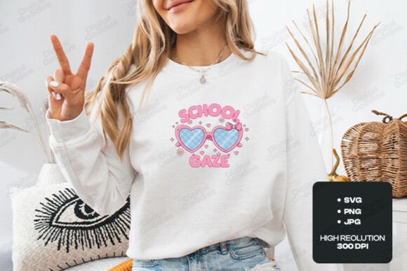 School Gaze Cute Heart Glasses Graphic Review
